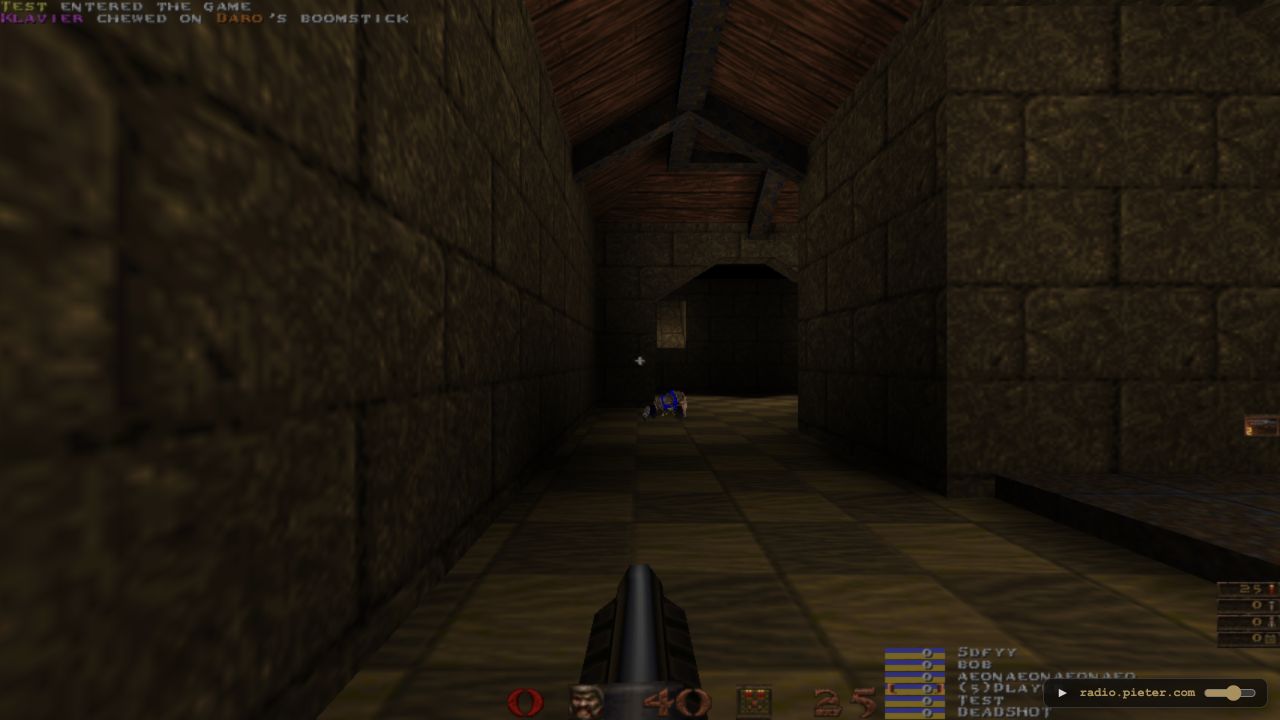 Actual QuakeWorld multiplayer map loaded during our browser test